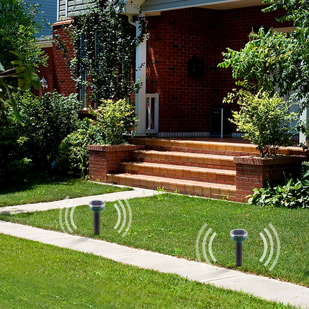 4pcs Solar Powered Ultrasonic Sonic Mouse Mole Pest Rodent Repeller Repellent Yard LED Light Repeller Outdoor Lamp Yard Garden