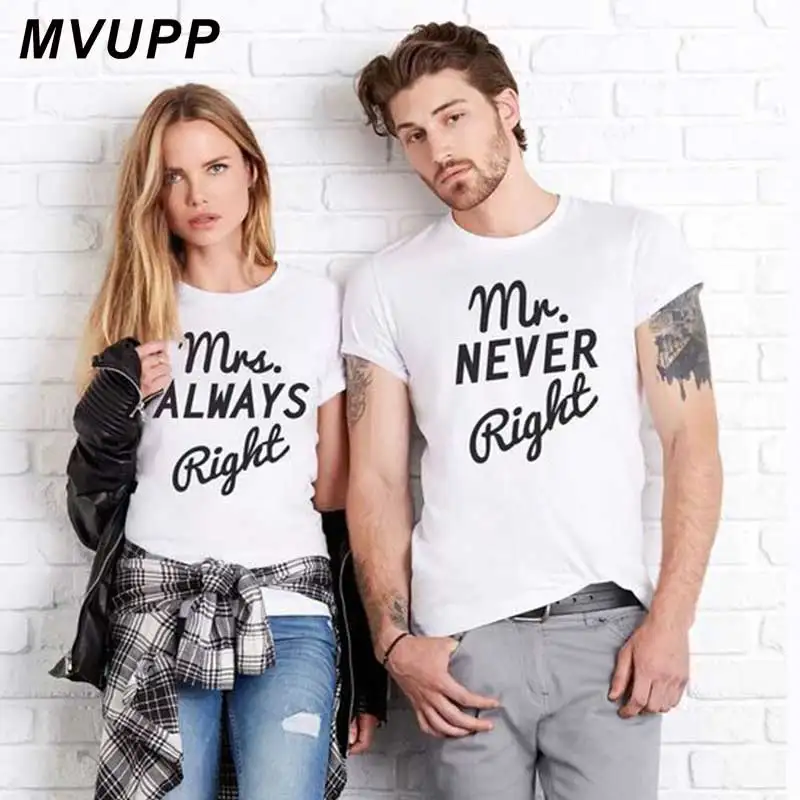Mr Mrs always right couple t shirt for lovers husband and wife funny tee shirts femme tops white plus size men women Valentin Mr Mrs always right couple t shirt for lovers husband and wife funny tee shirts femme tops white plus size men women Valentin