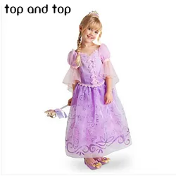 

Fantasia Vestidos,2016 Children Kids Cosplay Dresses Rapunzel Costume Princess Wear Perform Clothes HOT Sale free shipping