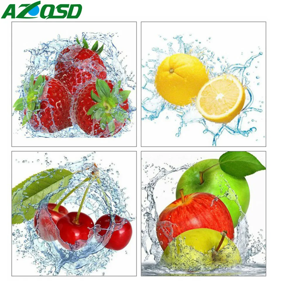 

AZQSD Diamond Embroidery Kitchen 5d Diamond Painting Full Drill Square Home Decoration Diamond Mosaic Fruit Cross Stitch Kit