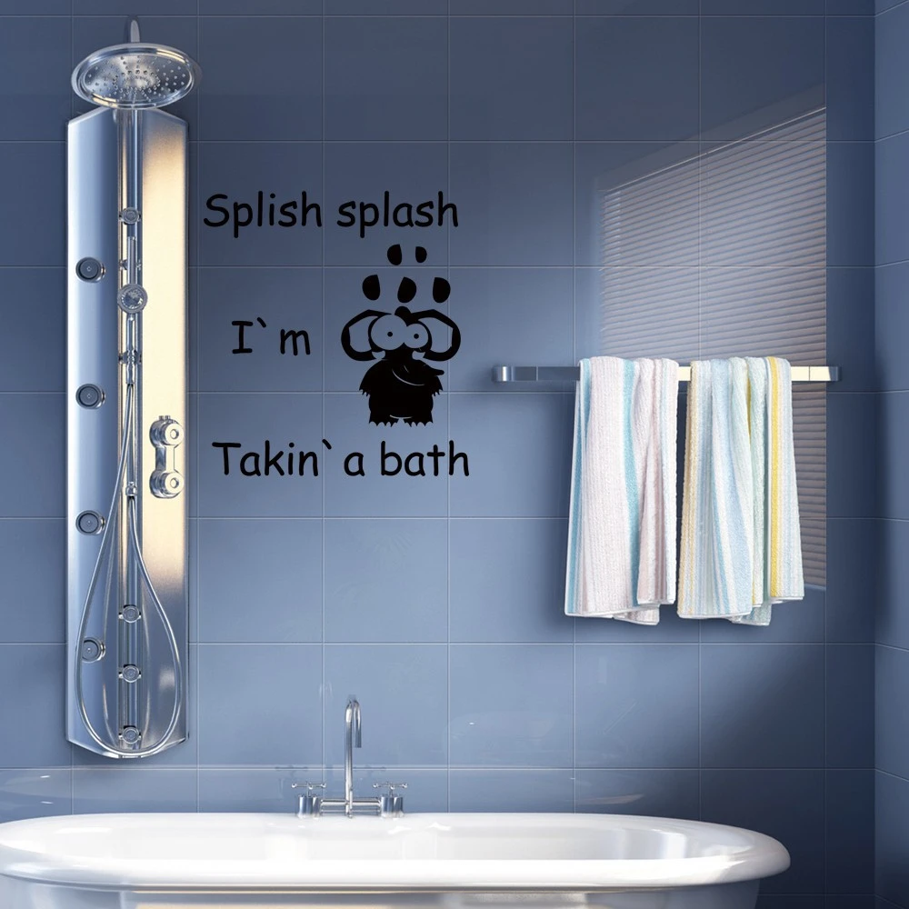 Bathroom Wall Penawaran Splish Splash Aku Mengambil Mandi Vinyl Dinding Decal Fun Wall Sticker 34 X 37 S Wall Quotes Wall Stickervinyl Wall Aliexpress