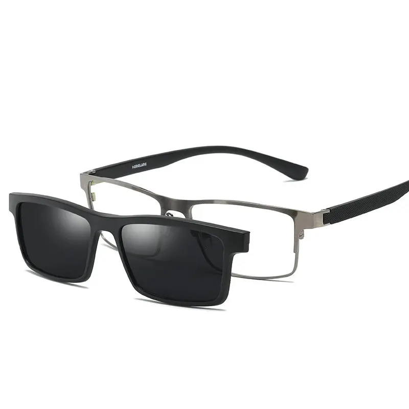 Качественный набор для женщин и мужчин, зеркальные металлические стальные оптические очки для близорукости, оправа с магнитом, поляризованные солнцезащитные очки с зажимом в коробке NX