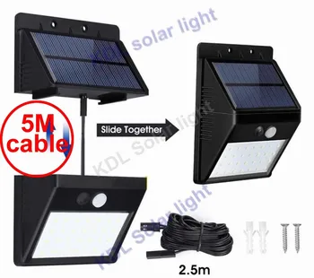 

30 led 500lm solar light split mount pIR motion 3 senser Energy Saving Solar Motio IP new 2018 a 5M cable street wall lamp for