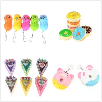 

Cute Jumbo Squishy Ice Cream bread peanut Slow Rising Bread Bun Cake Sweet Charm Scented Kid Toy Gift Phone Straps Pendant