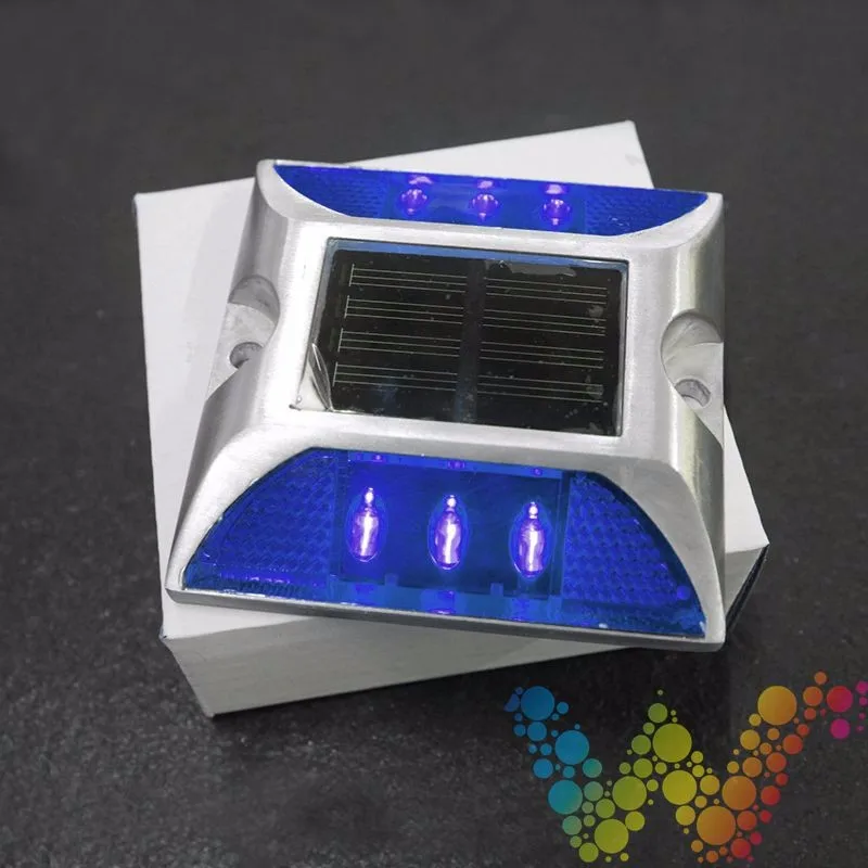2X Светодиодный светильник на солнечных батареях, дорожный синий мигающий светильник