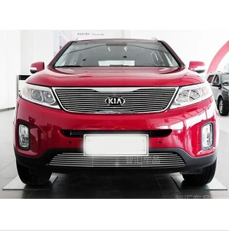 

free shipping,High quality stainless steel Front Grille Around Trim Racing Grills Trim For 2013 KIA Sorento FGFR car styling