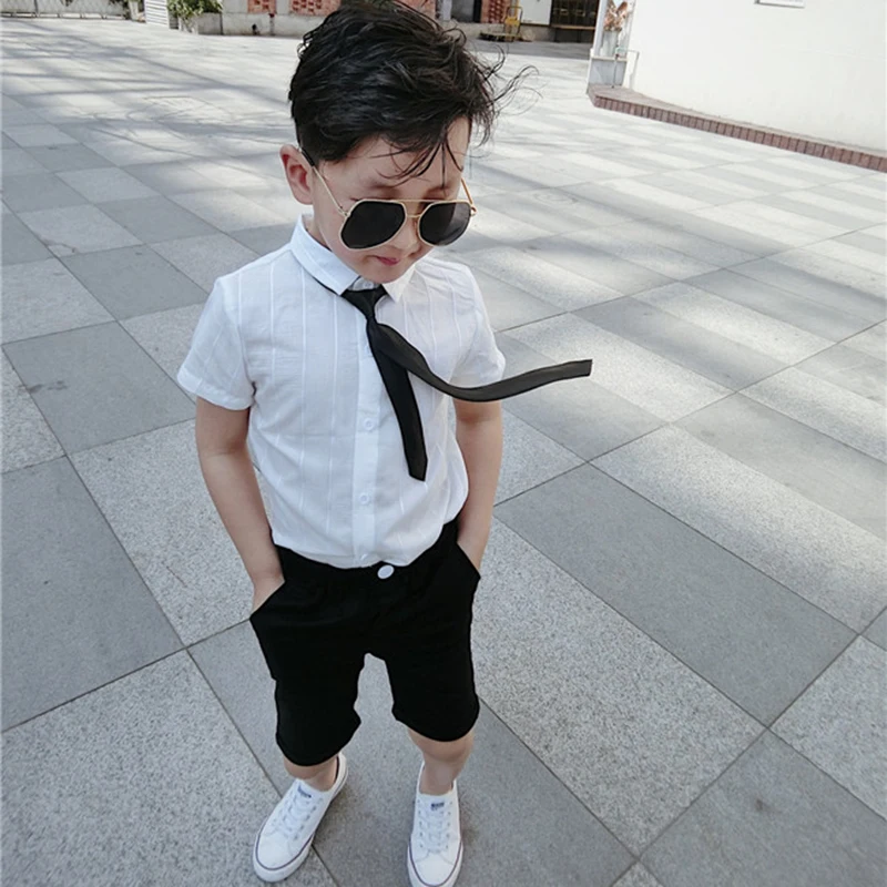 boys black short sleeve dress shirt