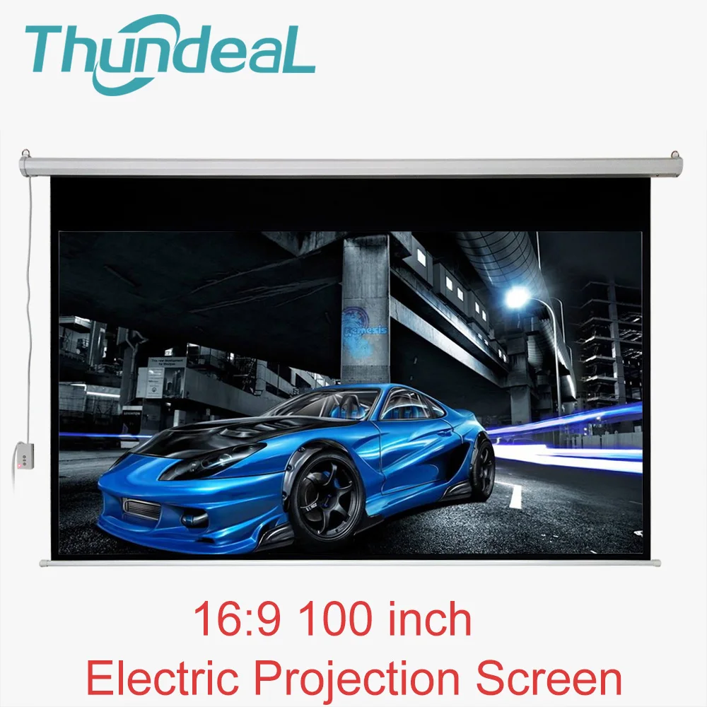 

ThundeaL 100 inch 16:9 Electric Projector Screen Motorized Projection Screen for LED DLP Projector Electric With Remote Control