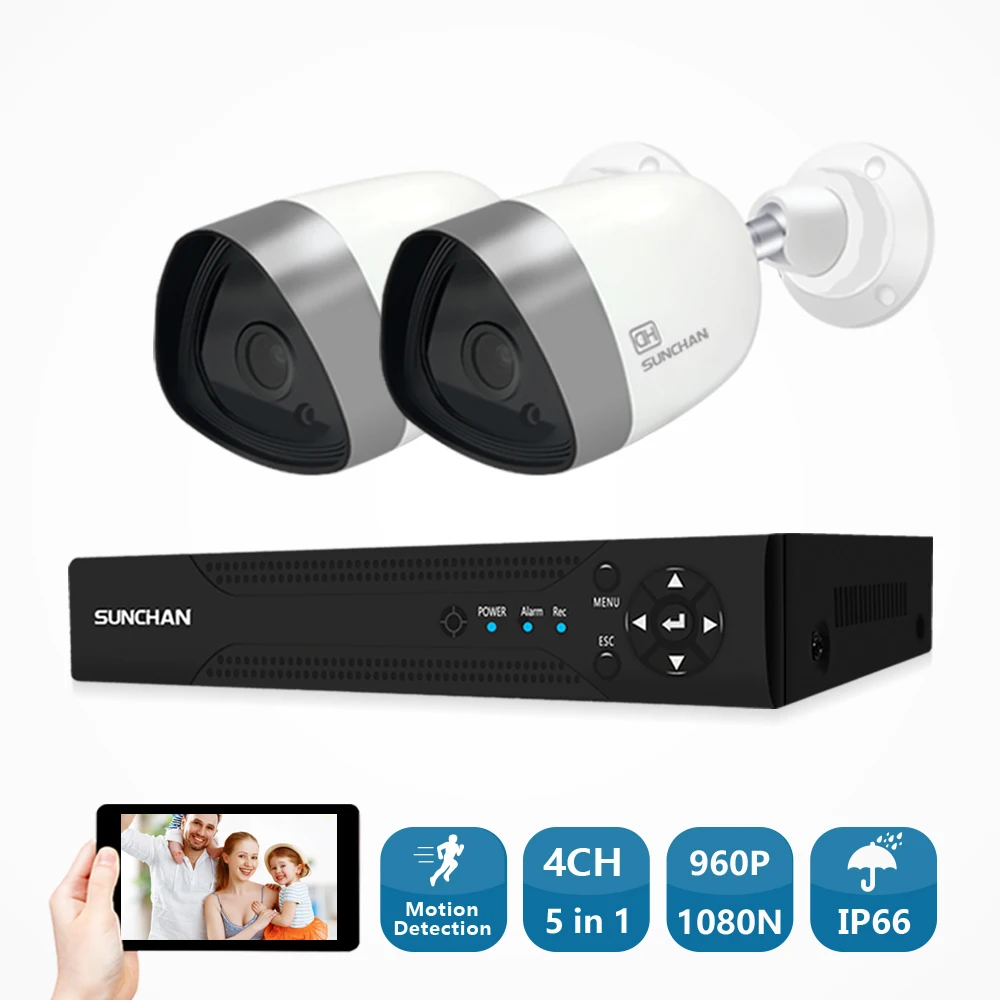 Koop SUNCHAN 4CH 1080N AHD DVR CCTV Video Surveillance Camera Systeem Outdoor Indoor Kit Home Security CCTV Set Gratis APP Remote view