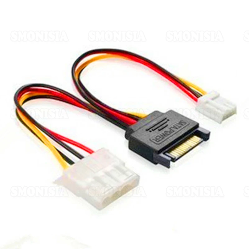 10pcs 500pcs15P SATA Male To Large And Small 4 Pin Power Cable White Line Used For IDE Equipment