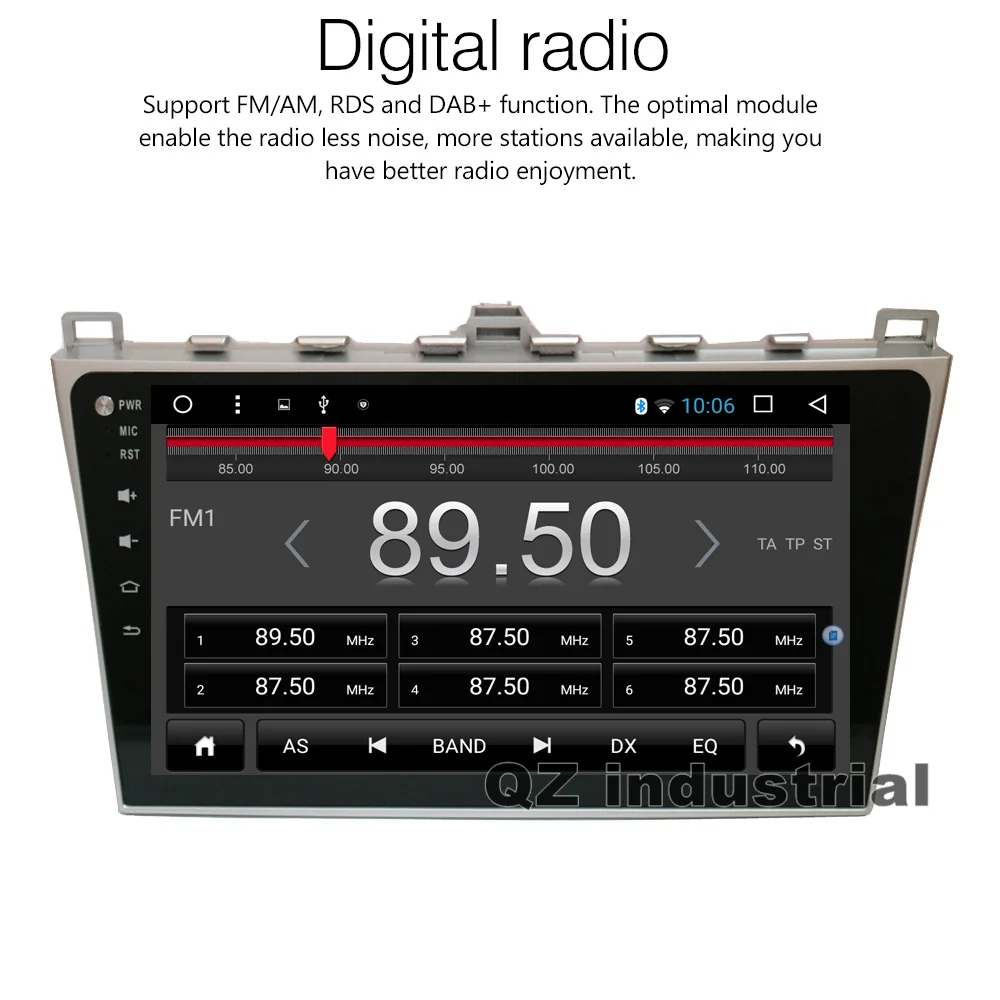 Discount QZ industrail HD 10.2" 8core Android 8.1 T8 for MAZDA 6 Car DVD Player 2012-2014 with 3G 4G GPS WIFI BT Radio Navi SWC RDS Map 8