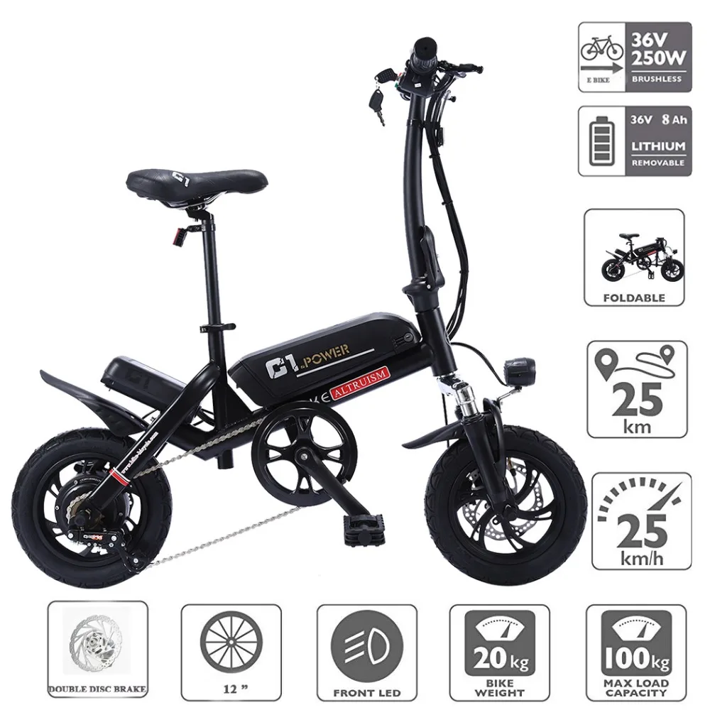 ALTRUISM C1 Smart Folding Electric Bike12inch Mini Electric Bicycle Ebike 36V Lithium Battery Super Mini E Bike 30km Maximum Bat ALTRUISM C1 Smart Folding Electric Bike12inch Mini Electric Bicycle Ebike 36V Lithium Battery Super Mini E Bike 30km Maximum Bat