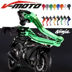 Лазерный Логотип (Ninja) 8 цветов зеленый 2 пальца короткие мотоциклетные сцепные рычаги для Kawasaki NINJA 250R 2008 2009 2010 2011 2012