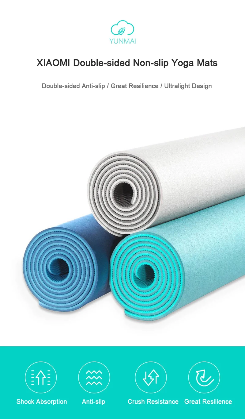 Xiaomi Yunmai коврики для йоги 6 мм двухсторонние Нескользящие демпфирующие компрессионные мягкий ТПЭ Коврик для йоги Расслабление тела Массаж Здоровье