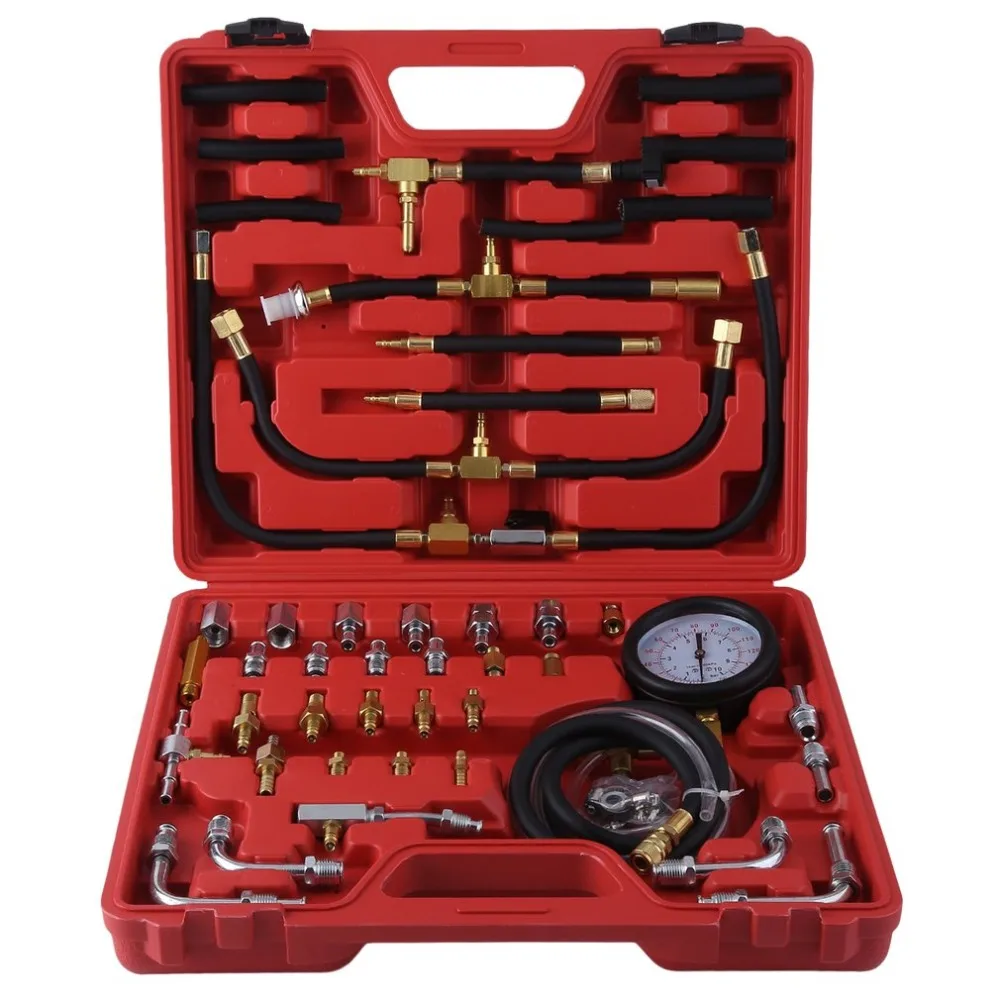 

DE Professional Gasoline Pressure Tester Compression Meter Automotive Tools 0-10 Bar Fuel Injection Pressure Tester Kit for Car