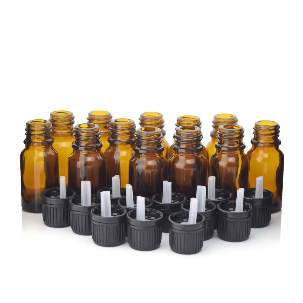 12 шт. флаконы из янтарного стекла для ароматерапии 1/3 унций 10 мл|cap bottle|glass dropper bottle