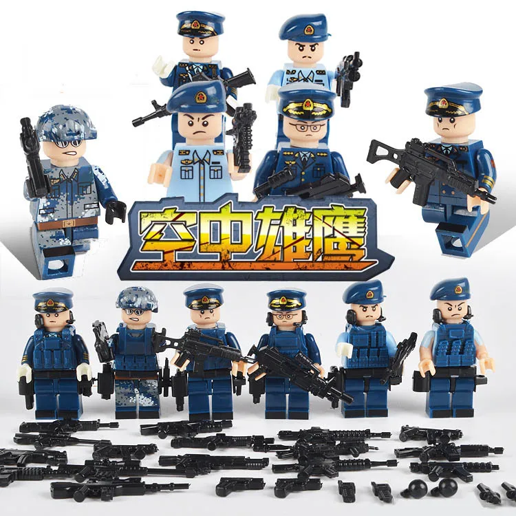 

Modern military brickmania minifigs Air Eagle building bricks china air force figures weapon bricks toys for boys gifts