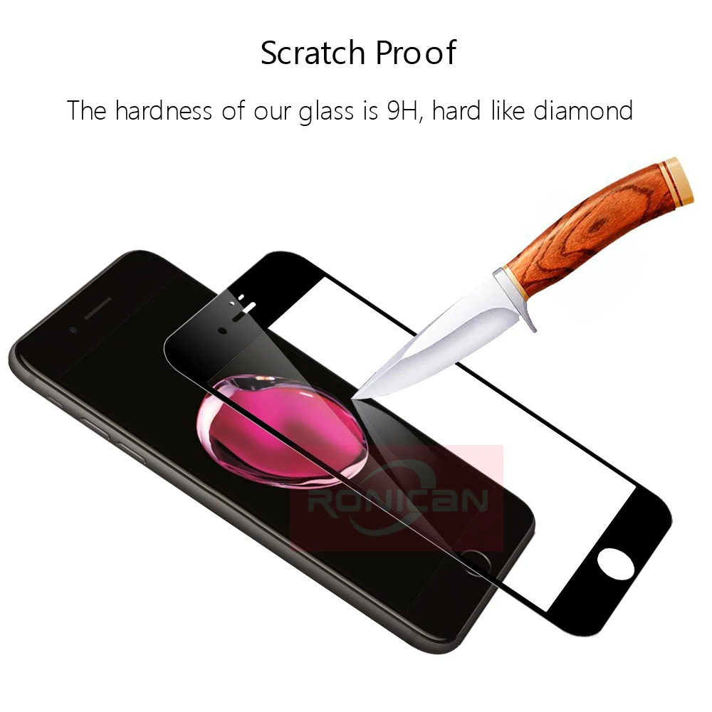  Für iPhone 8 Plus 9 H 02mm 2.5D Bunte Volle Abdeckung Gehärtetem Glas RONICAN Explosion-Proof Scree