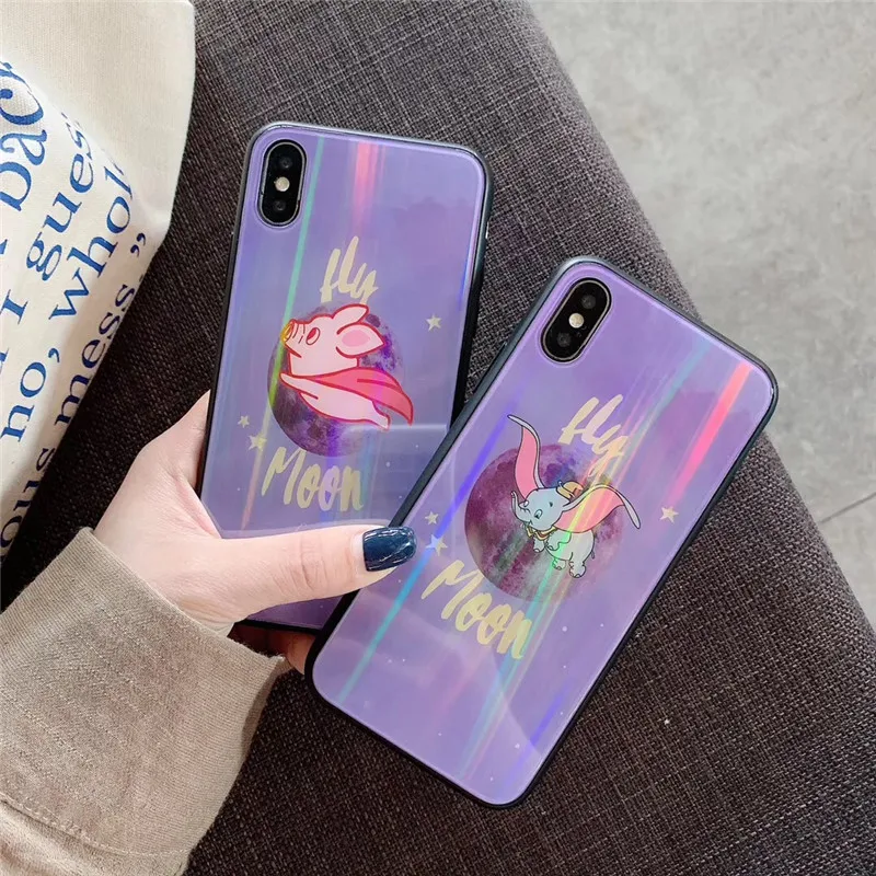 Модный милый мультяшный чехол для телефона с Луной Дамбо слоном iPhone XS MAX XR X 6 6S 8 7Plus
