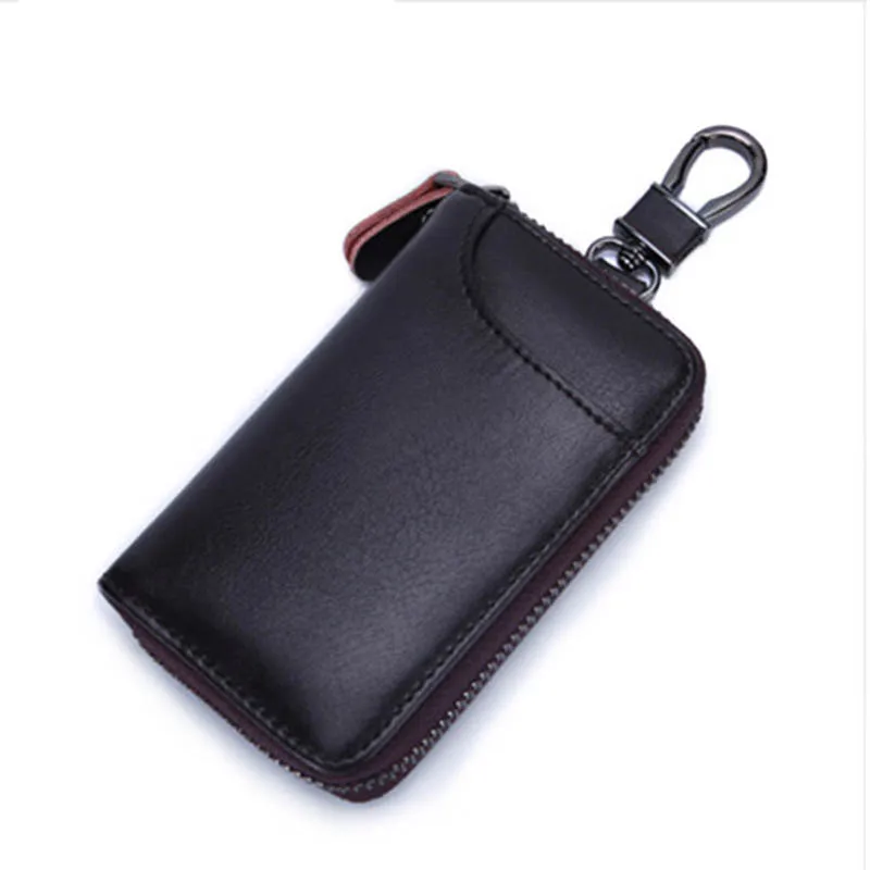 

BYCOBECY Genuine Leather Key Holder Multifunction Car Key Wallet 6 Key Rings Credit Card Holder Key Organizer
