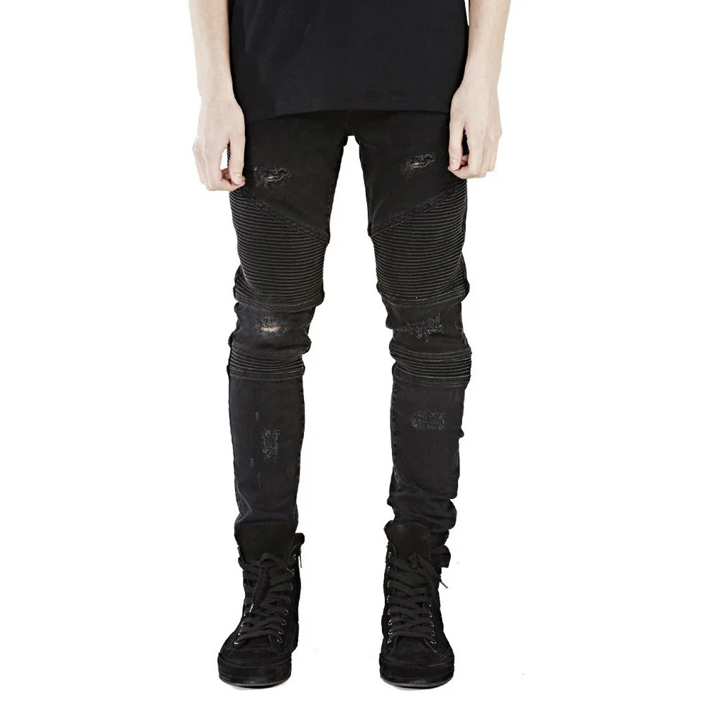 Men Jeans Runway Slim Racer Biker Jeans Fashion Hiphop Skinny Jeans For Men 11
