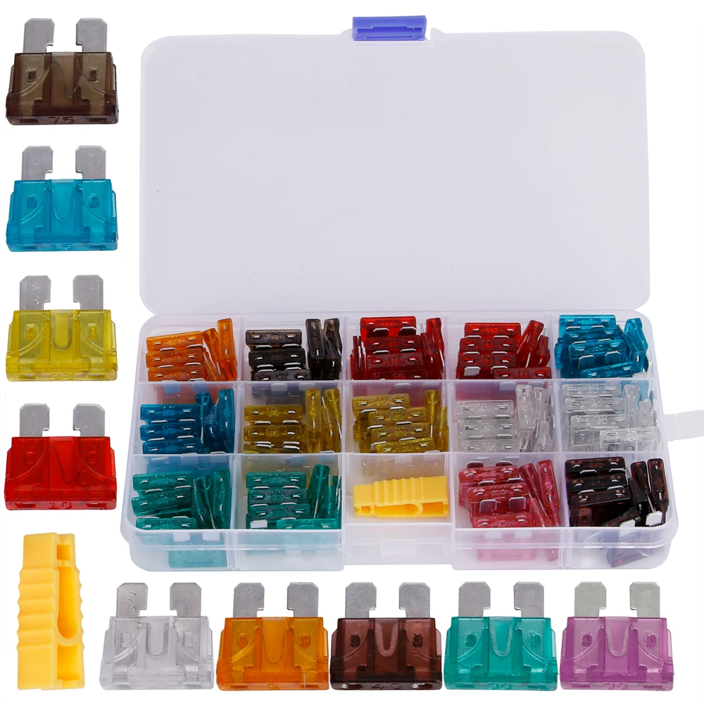 KWOKKER 140pcs Assorted Auto Car Trunk Standard Blade Fuse 2,3,5,7.5,10