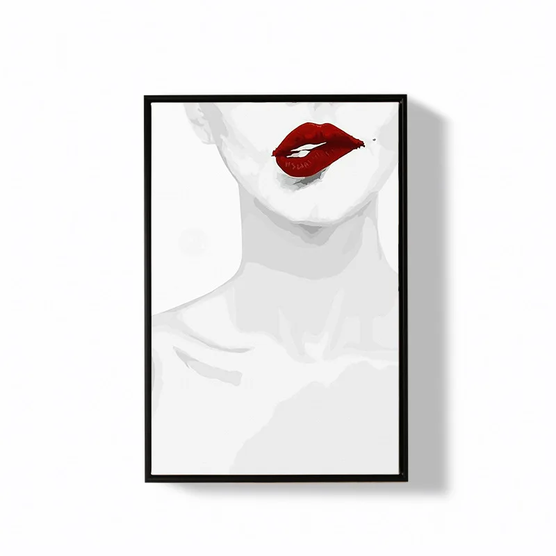 Модные минималистичные декоративные акварельные Постеры-холсты, сексуальная женская закалка красных губ, буквы G M, картины для домашнего декора - Цвет: B