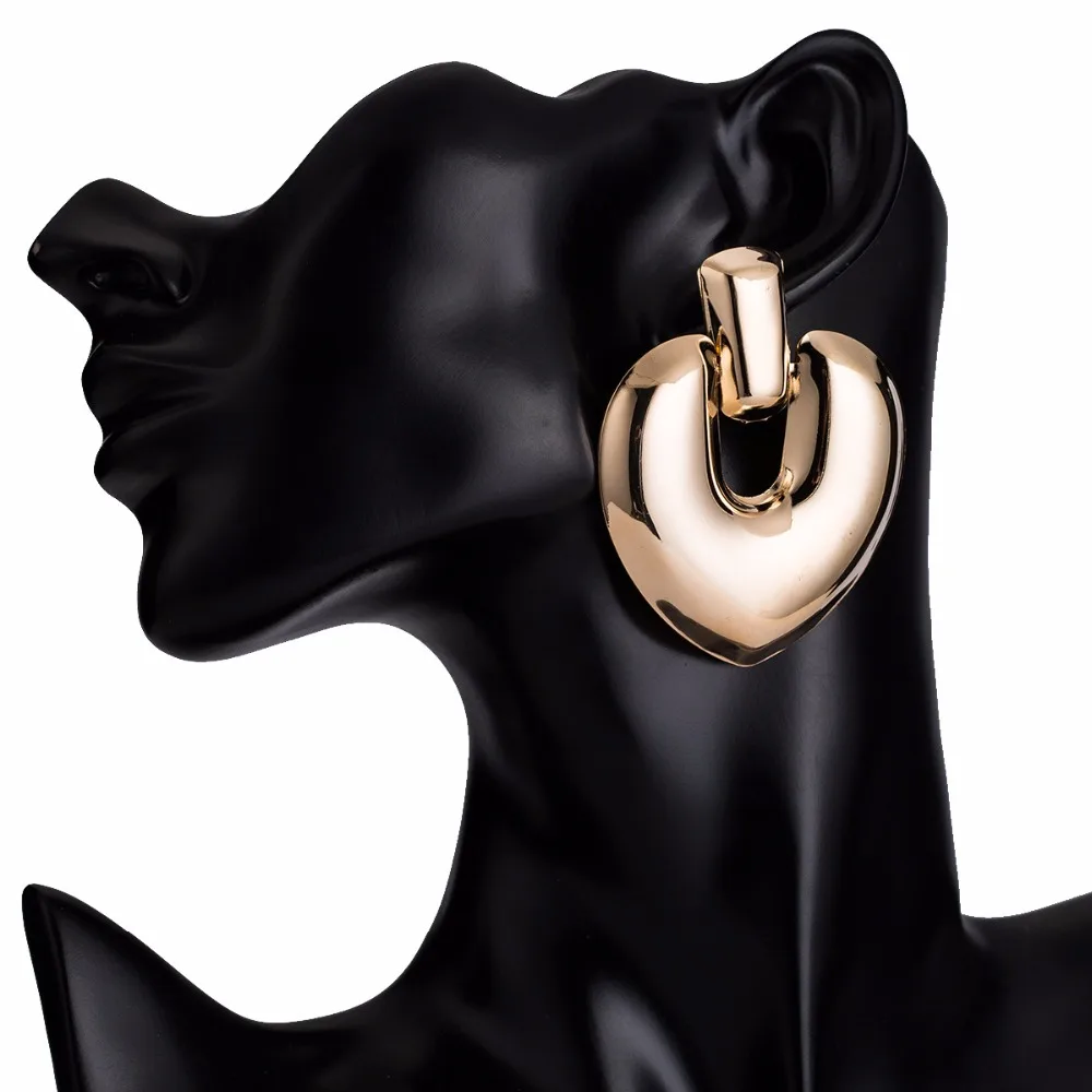 

Love Peach Heart Metal Vintage Luxury Brand Design ZA Gold Stud Earrings For Women 2019 New Fashion Alloy Drop Jewelry Wholesale