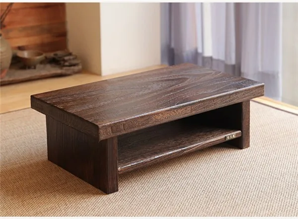 Восточный антикварная мебель дизайн японский пол чайный столик маленький размер 60*35 см Гостиная Деревянный Кофе татами низкий стол дерево