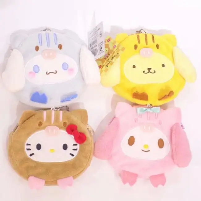 Sanrio, Hello Kitty My Melody Cinnamoroll Pom pomparin плюшевые сумки для монет Kawaii милый кошелек карта брелок сумка для девочек Подарки