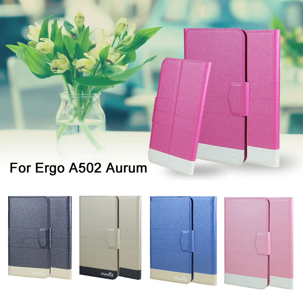 

5 Colors Hot! Ergo A502 Aurum Phone Case Leather Cover,Factory Direct Fashion Luxury Full Flip Stand Leather Phone Cases
