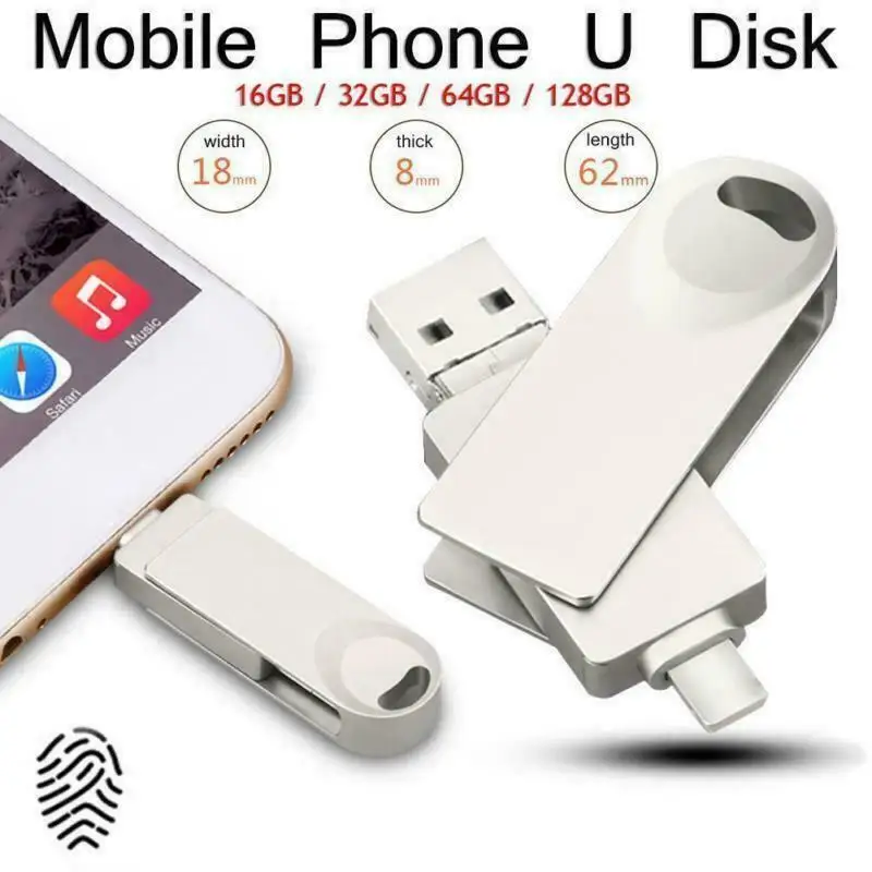 Флешка 128 ГБ 3 в 1 iPhone USB флэш накопитель OTG 0 Кле Usb 256 для iPhone/Android/планшетных ПК|USB