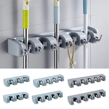 

NICEYARD 3 Styles Multi-Functional Magic Plastic Mop Holder Kitchen Storage Wall Mounted Broom Holder Storage Holder