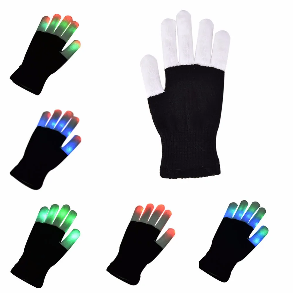 

1PCS Lighting Mittens Magic Black luminous Gloves LED Glow Gloves Rave Light Up Flashing Finger Kids Children Toys Supplies