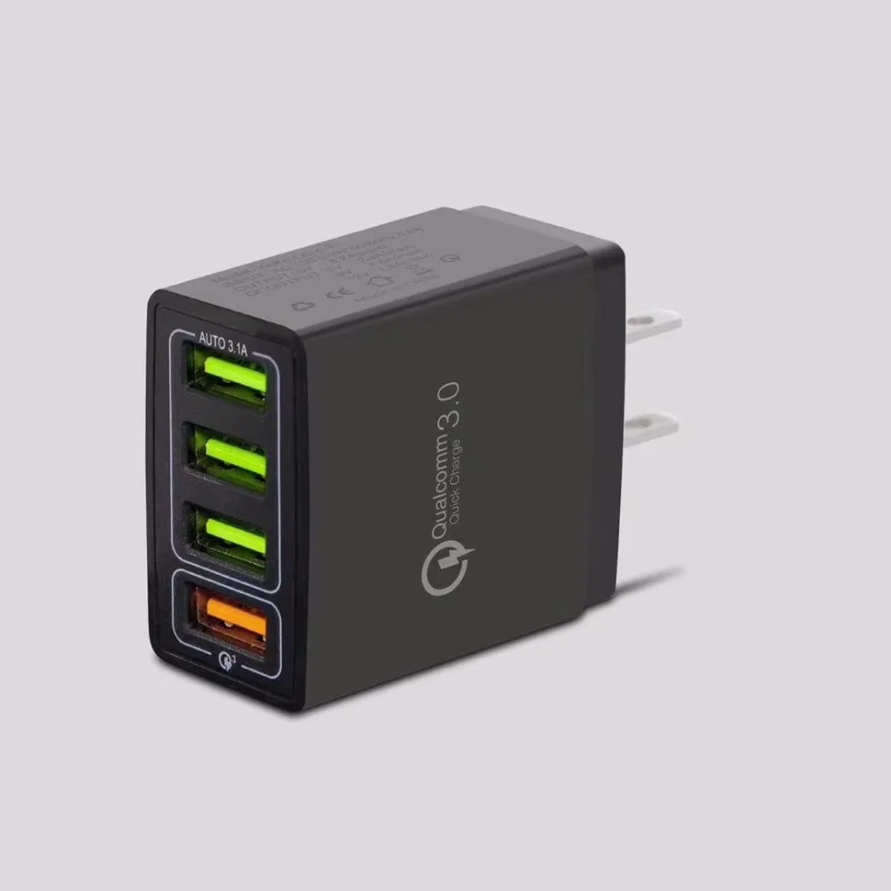 الاتحاد الأوروبي/الولايات المتحدة/سريعة تهمة 3.0 المدمجة 4USB شاحن 30 W عالية الطاقة 4USB المدمجة محول QC3.0/2.4A السفر الهاتف المحمول محول