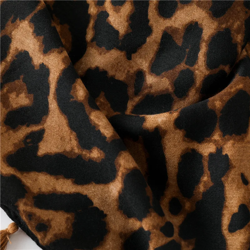 [RUNMEIFA] Fashion Women Wild Leopard print scarf shawls and wraps Sjaals famale Cotton Long Cape Shawl Scarves foulard femme