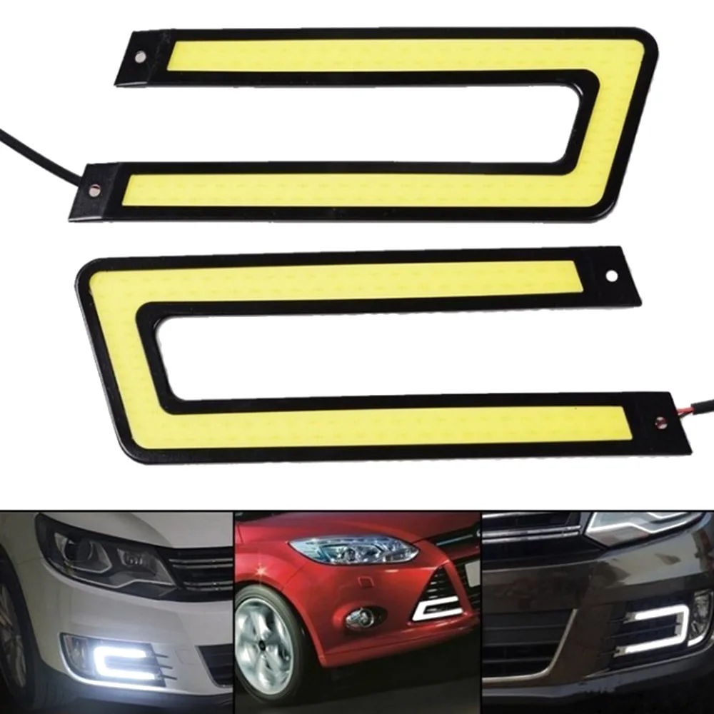 

Daytime Running Light DRL Car Led Front Fog Lamp White COB DC12V Light Source U Shape 6000K Car Working Lights