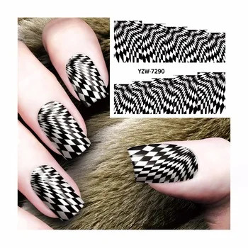 WUF DIY Water Transfer Black Lace Design Nails Nail Art Tips Stickers Decals Decoration 7290