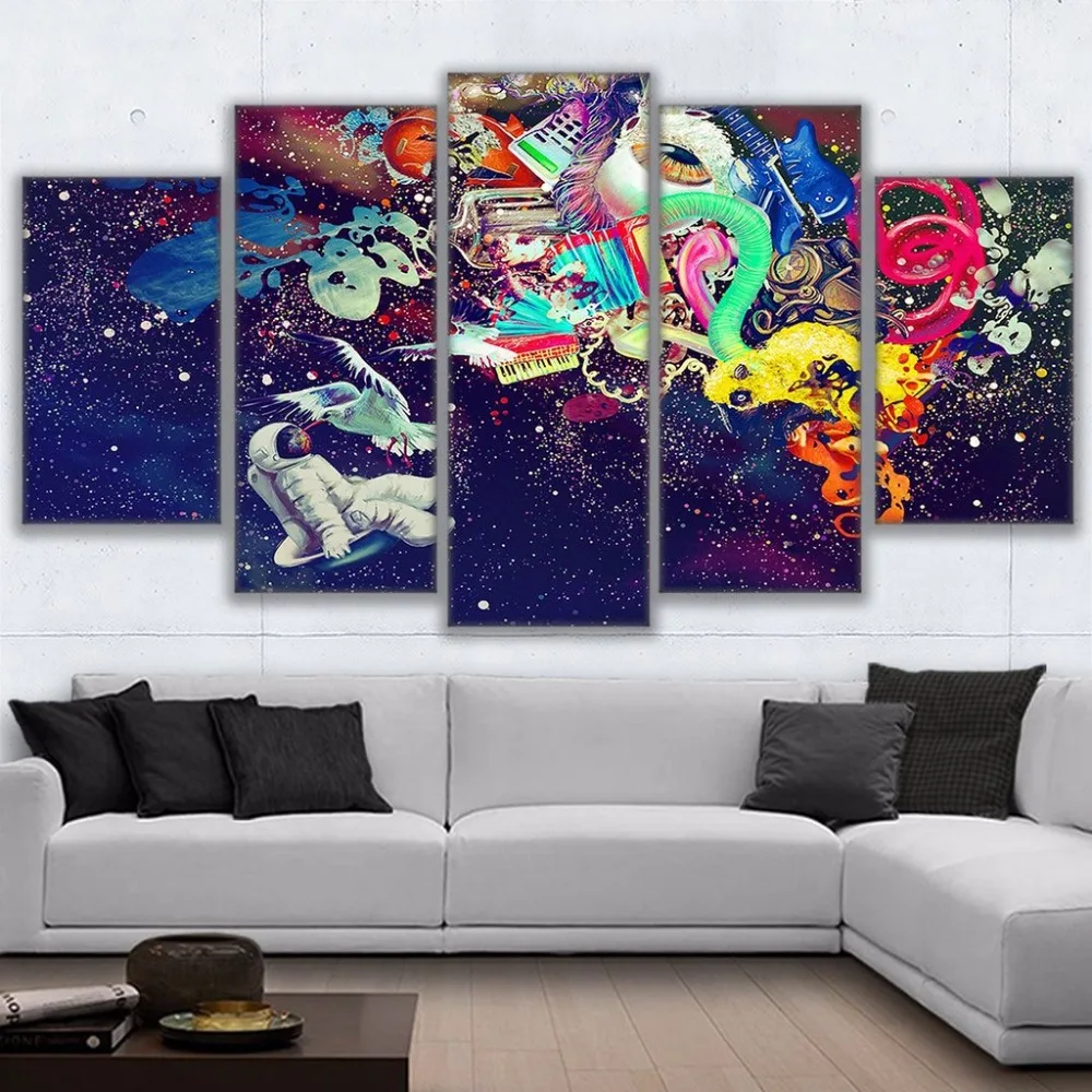 Canvas Wall Art Pictures Framework Room Home Decor 5 Pieces Astronauts
