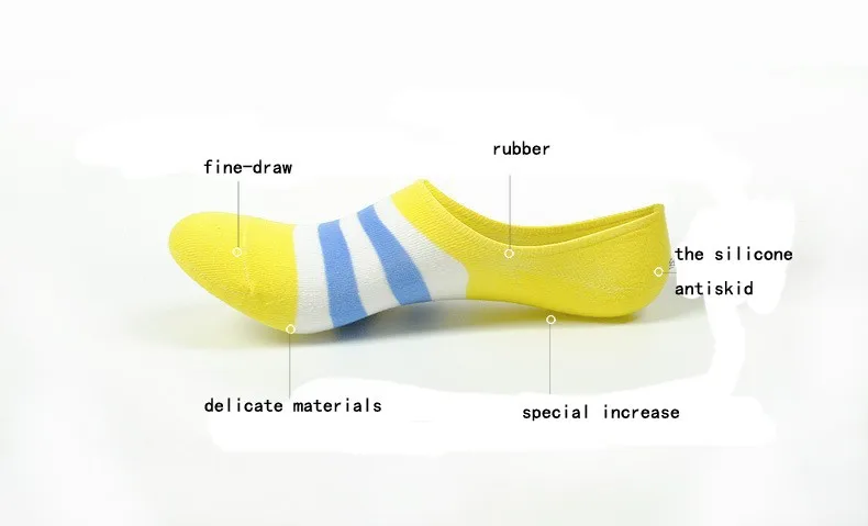 5 пар цветные полосатые хлопковые невидимые носки для мужчин, силиконовые тапочки носки