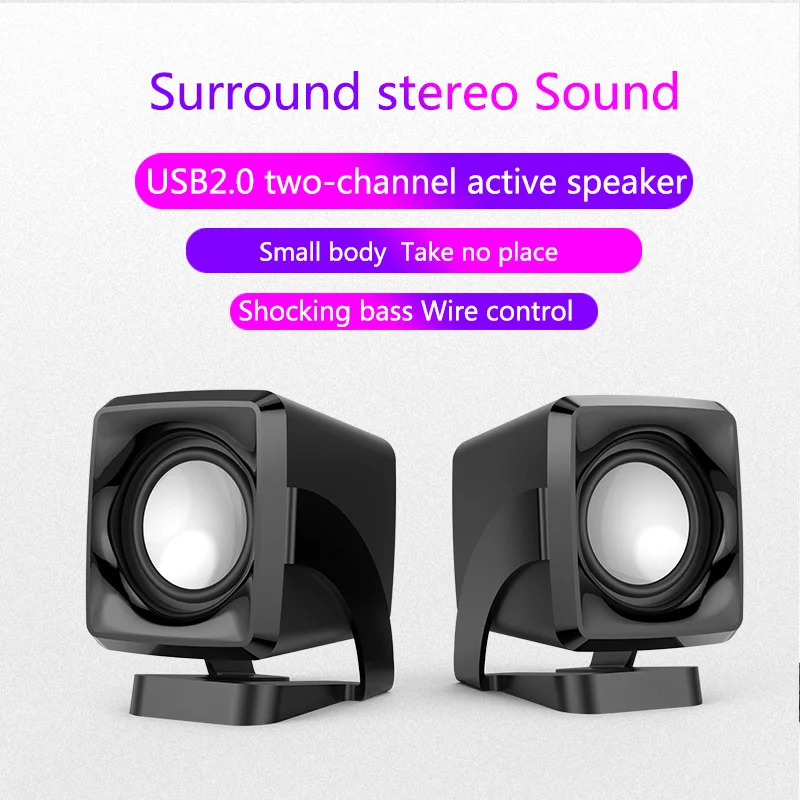 

3D Stereo Computer Speakers Mini Portable USB Speakers with 1.5M Long Cable for PC Monitor Desktop Laptop for Gaming Smartphones
