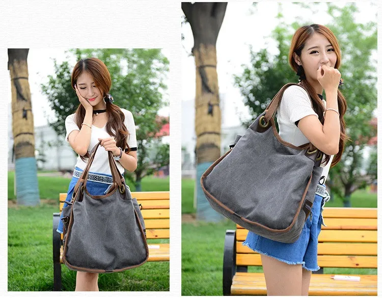 MJ Women's Canvas Handbags High Quality Female Canvas Totes Casual Shoulder Bags Large Travel Bag Ladies Solid Crossbody Bags (11)