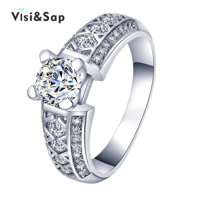 

Vissap Wholesale white Gold plated classic Rings For Women vintage Wedding finger bague fashion Jewelry AAA Cubic zircon VSR177