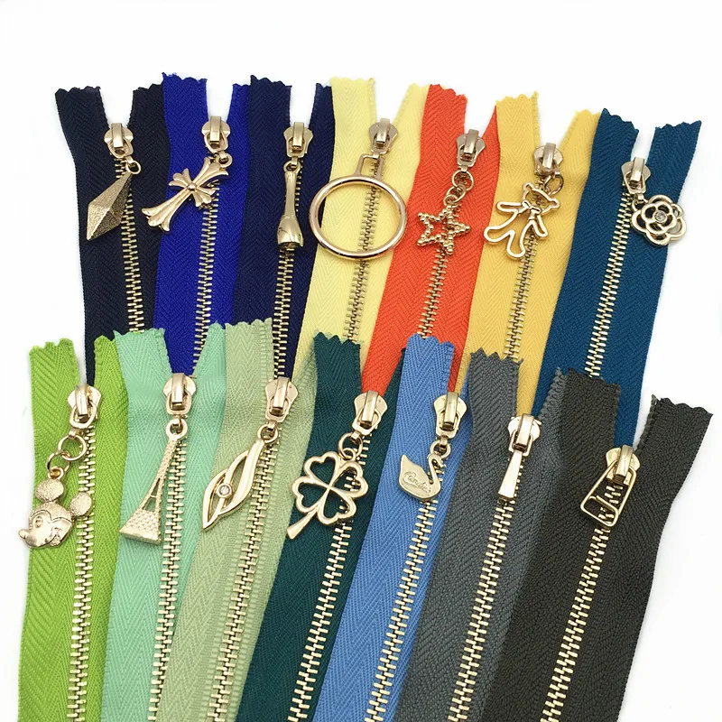 

20pcs/lot 3# gold beautiful metal zipper close end for dress skirt pants DIY handbag sewing accessories sew in with closure