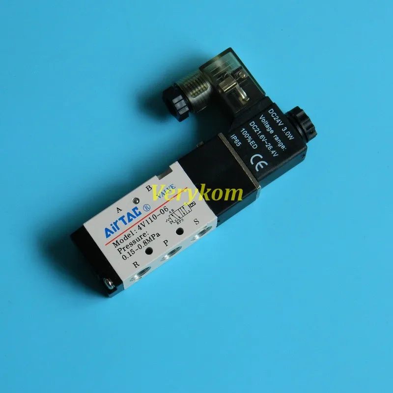 

4V110-06 Solenoid Air Valve 5 port 2 position 1/8" BSP 12V 24V DC AC 110V 220V 24VAC 5/2 Way PT1/8 With LED indicator Airtac