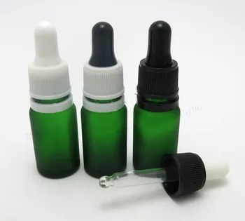 

360pcs/lot 10ml Tamper evident frost green glass dropper bottle 1/3oz essential dropper vials