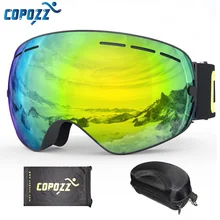 COPOZZ Ski Goggles with Goggles Case Double Lens UV400 Anti fog Ski Glasses Men Women Spherical
