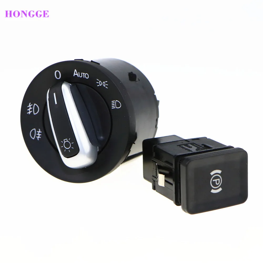 HONGGE Chrome Front Headlight Auto Adjust Switch Electronic Handbrake