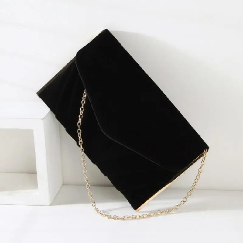 

Fashion Women Clutch Shoulder Bag Gift Metal Chain Simple Velvet Envelope Small Bag For Evening Party