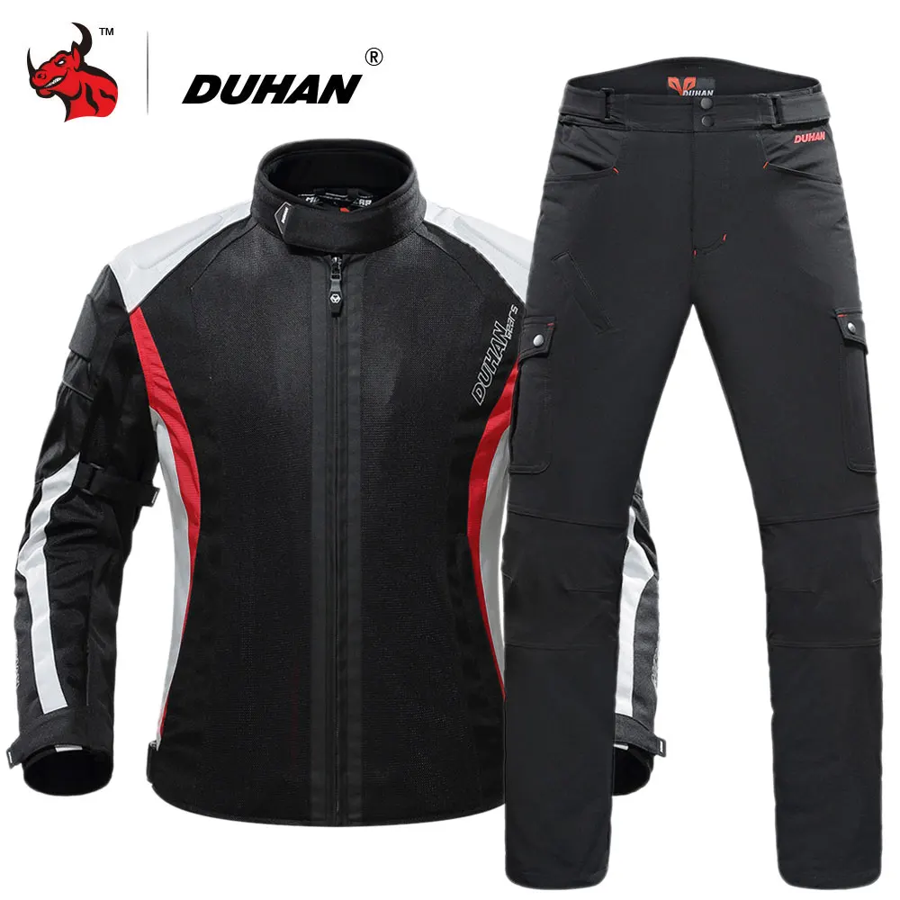 

DUHAN Motorcycle Jacket Moto Protector Motorcycle Pants Men Moto Suit Touring Clothing Protective Gear Set With Five Protector